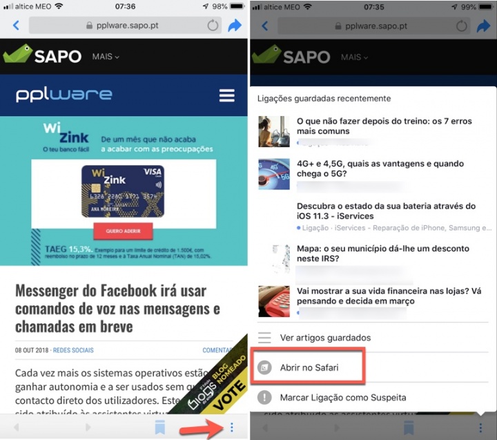 Saiba como forçar a app do Facebook a abrir links num browser externo